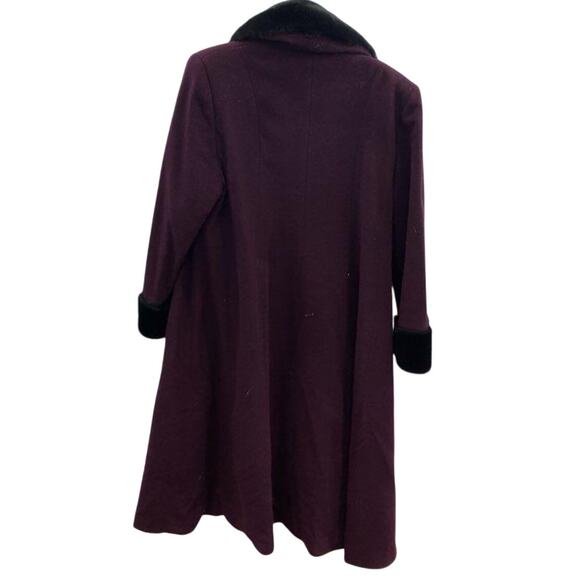 Albert Nipon Size 8 Wool Cashmere Long Coat Removable Fur Trim Vintage - Picture 3 of 3